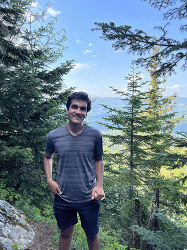 Prithvi Iyer, a master of global affairs student, is pictured hiking.