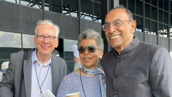 Anantanand Rambachan with friends at the Parliament of the World's Religions