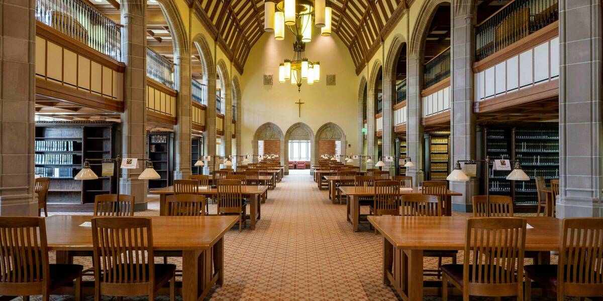 Interior photo of Notre Dame's Law Library