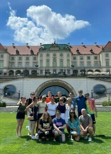 Professor Powell leading a class in Poland.