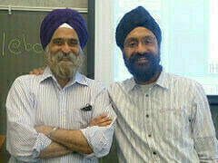 Professor Nirvikar Singh (left) poses with Dr. Jasjit Singh (right), an Associate Professor at the University of Leeds after a talk that he gave entitled "Diasporic Religious Identity in Emerging Adulthood: The Case of British Sikhs"